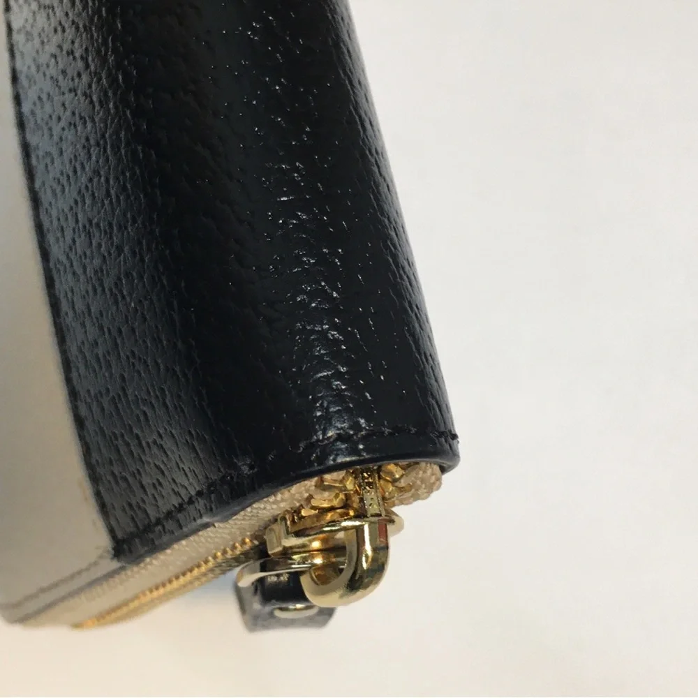 Kate Spade Zipper Cow Leather Wallet Black Tan Textured 2 Tone Leather Classic - Picture 9 of 16